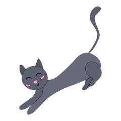 Cute gray cat, pet, Halloween symbol, isolated on a white background.