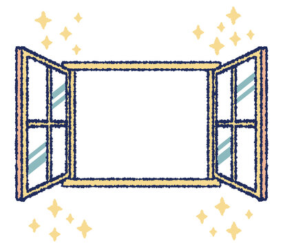 recommend clip art: 開いているガラス窓のカラーイラスト