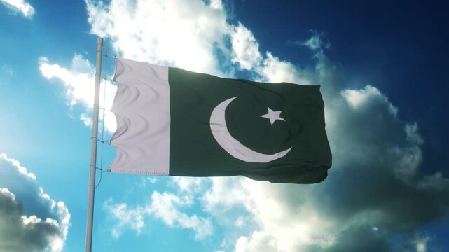 Pakistan Flag Background, Pakistan waving flag in sky background
