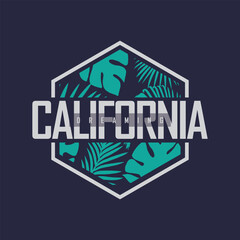 California surfing vector illustration and typography, perfect for t-shirts, hoodies, prints etc.