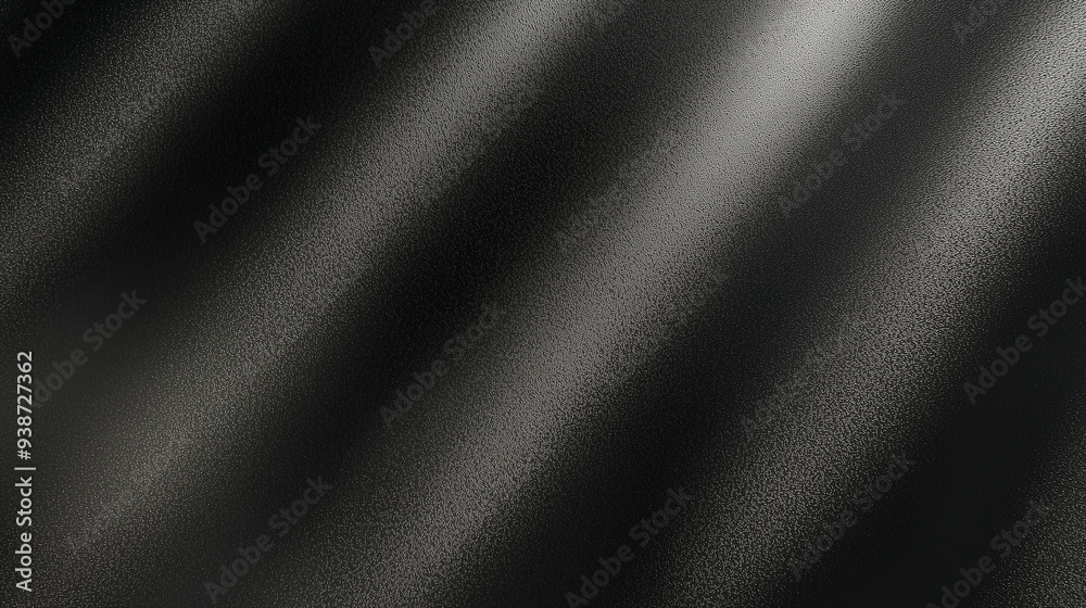 Fototapete Black matte textured background with floating dust particles illuminated by soft light in the top right corner, creating a deep contrast between black and white. This abstract design emphasizes textur