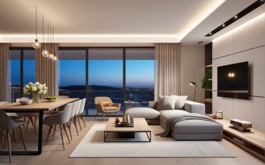 Fototapeta premium beautiful apartment, interior. 3d rendering