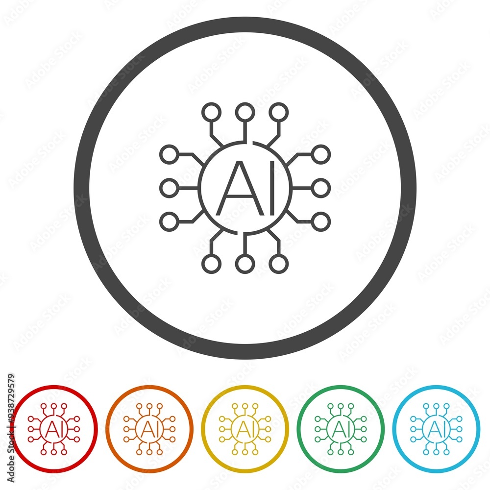 Poster ai network icon. set icons in color circle buttons