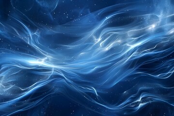 Abstract Blue Swirls with White Glimmering Stars
