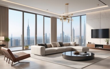 Fototapeta premium beautiful apartment, interior. 3d rendering