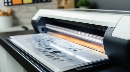 Lamination of Documents Using a Laminator. A Detailed View of a Laminator in Action, Sealing Documents with Protective Plastic Layers to Enhance Durability and Preserve Quality.