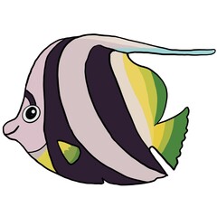 Illustration of various types of fish used to decorate the work.