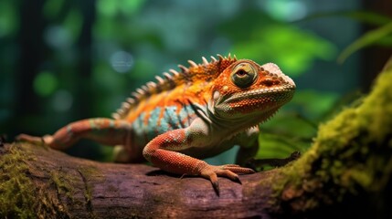 Obraz premium Colorful Lizard on a Branch
