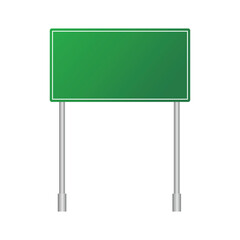 Obraz premium Green road signs. Direction board blank with place for text. Isolated information direction sign. Vector illustration.