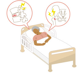 Elderly black woman confined to bed with fractures of femur and spine due to osteoporosis