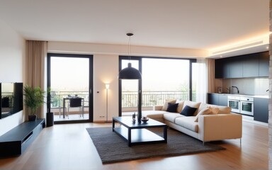 beautiful apartment, interior. 3d rendering