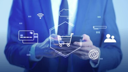 Sales leads, Customer engagement, Digital marketing online shopping, business technology Internet social media advertising increase online sales channels to reach consumers