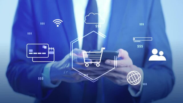 Sales leads, Customer engagement, Digital marketing online shopping, business technology Internet social media advertising increase online sales channels to reach consumers