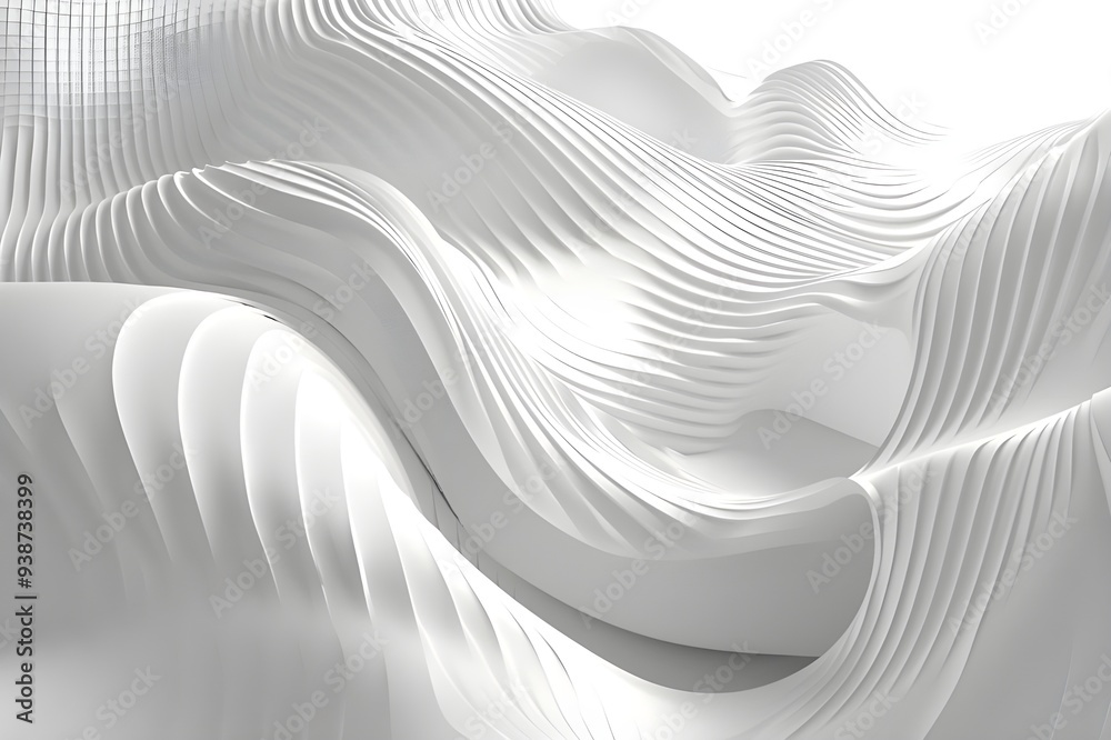 Wall mural Abstract White 3D Waves