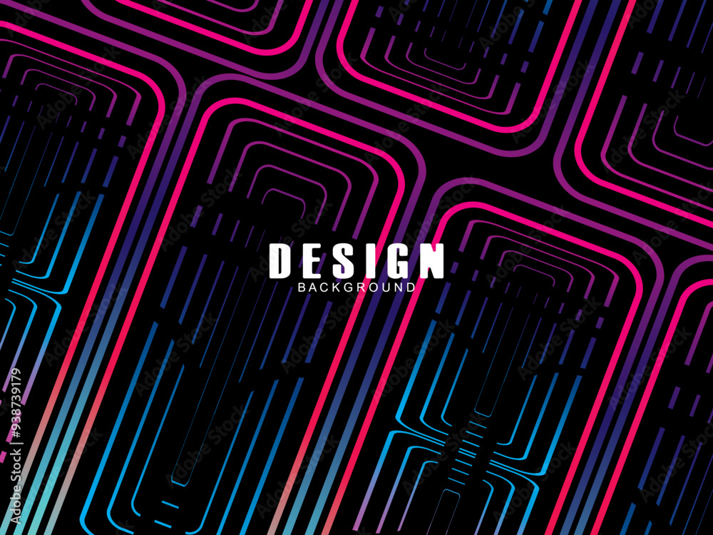 Fototapete futuristic abstract technology shining rainbow light lines with modern lines pattern black backgroun