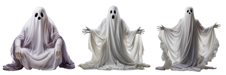 halloween ghost cotout isolated on transparent background
