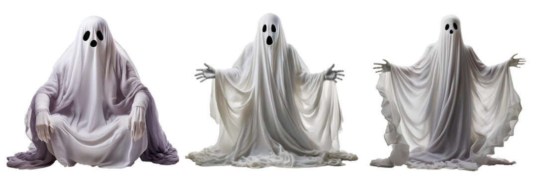 halloween ghost cotout isolated on transparent background