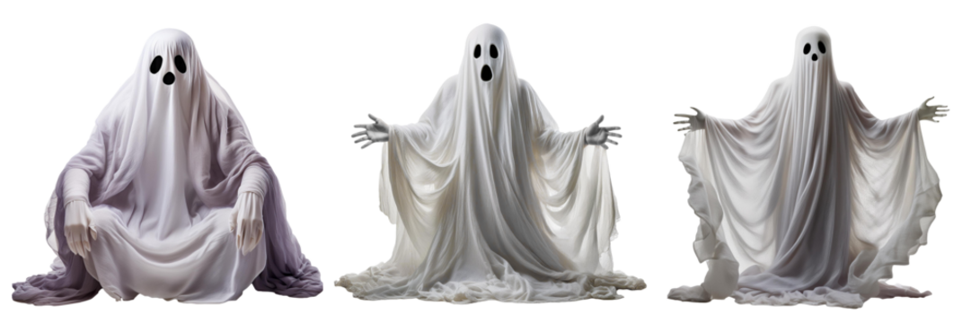 halloween ghost cotout isolated on transparent background