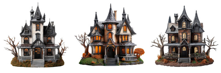 haunted house miniature isolated on transparent background