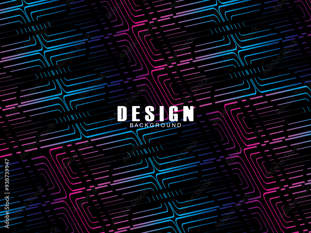 Fototapete futuristic abstract technology shining rainbow light lines with modern lines pattern black backgroun