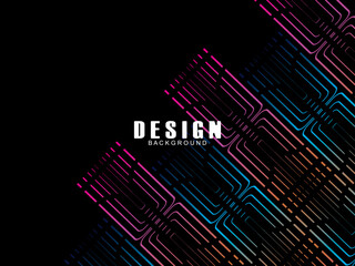 Futuristic abstract technology shining rainbow light lines with modern lines pattern black background. Vector minimal line background with text for social media covers, headers, etc.	