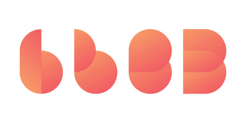 modern orange gradient business logo set, letter B logo collection, geometric letter B logo design