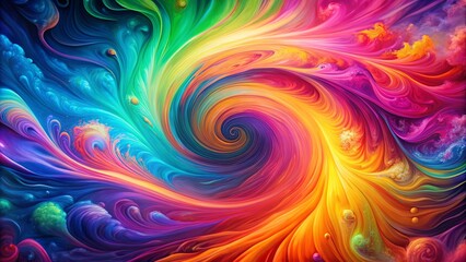 Fototapeta premium Vibrant swirling neon watercolor psychedelic design , abstract, colorful, bright, vivid, vibrant, swirls, patterns, artistic