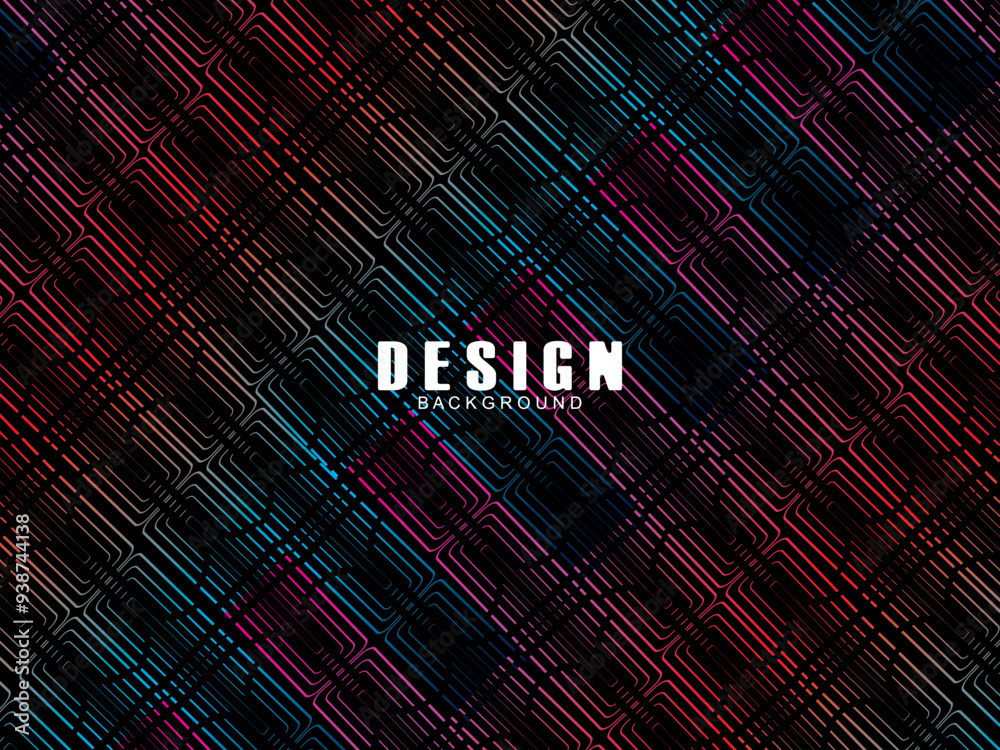 Fototapete futuristic abstract technology shining rainbow light lines with modern lines pattern black backgroun