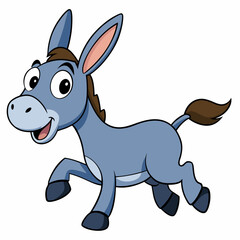 Running Donkey Cartoon Art vector illustration