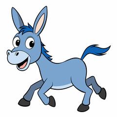 Running Donkey Cartoon Art vector illustration