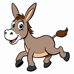Running Donkey Cartoon Art vector illustration