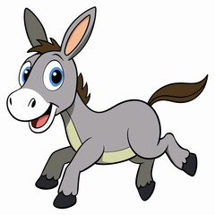 Running Donkey Cartoon Art vector illustration