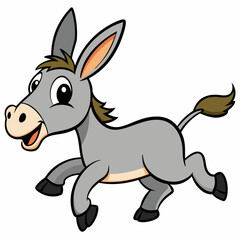 Running Donkey Cartoon Art vector illustration