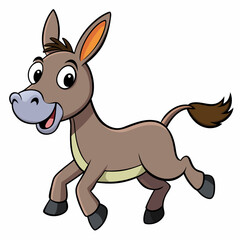 Running Donkey Cartoon Art vector illustration