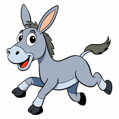 Running Donkey Cartoon Art vector illustration