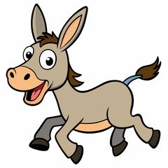 Running Donkey Cartoon Art vector illustration