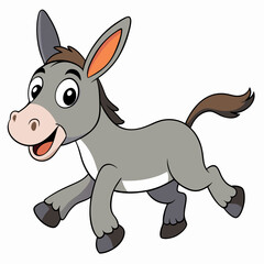 Running Donkey Cartoon Art vector illustration