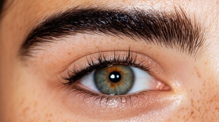 Obraz premium A portrait of a woman with naturally bushy eyebrows unaltered and expressive The image is shot in a bright even light with the focus on the eyes and eyebrows celebrating the unique and bold beauty of