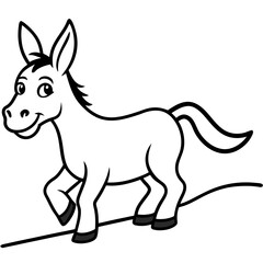Running Donkey Cartoon Art vector illustration