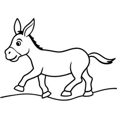 Running Donkey Cartoon Art vector illustration