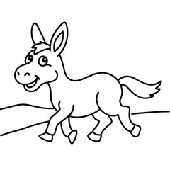 Running Donkey Cartoon Art vector illustration