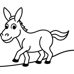 Running Donkey Cartoon Art vector illustration