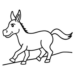 Running Donkey Cartoon Art vector illustration