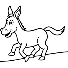 Running Donkey Cartoon Art vector illustration