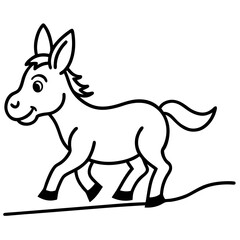 Running Donkey Cartoon Art vector illustration
