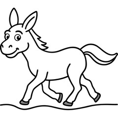 Running Donkey Cartoon Art vector illustration