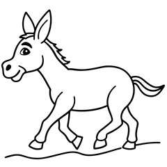 Running Donkey Cartoon Art vector illustration