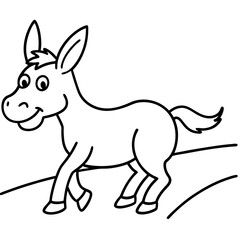 Running Donkey Cartoon Art vector illustration