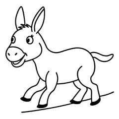 Running Donkey Cartoon Art vector illustration