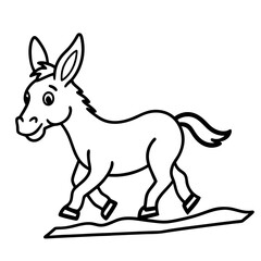 Running Donkey Cartoon Art vector illustration